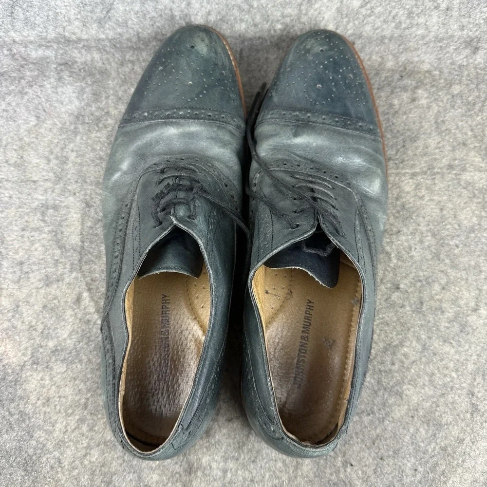 Johnston & Murphy Conard Cap Toe Teal Blue Italian Leather Shoes‎ Size 11.5 M